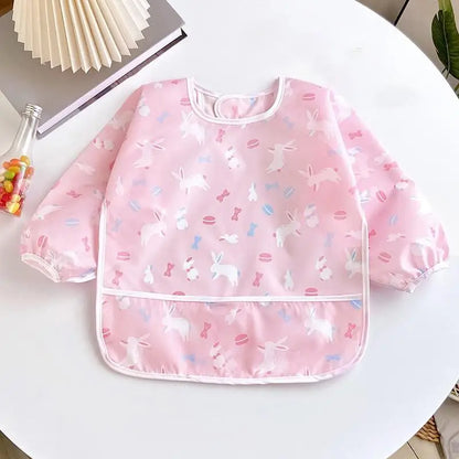 Baby Long Sleeve Waterproof Bib Apron with Pocket