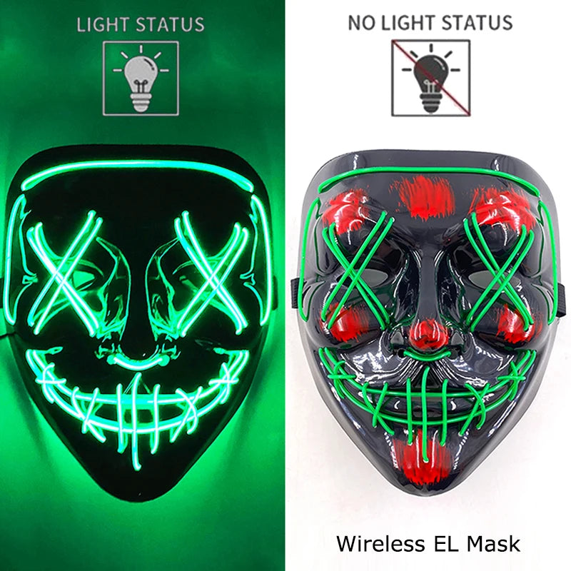 LED Purge Mask – Neon Glow Halloween Cosplay Mask