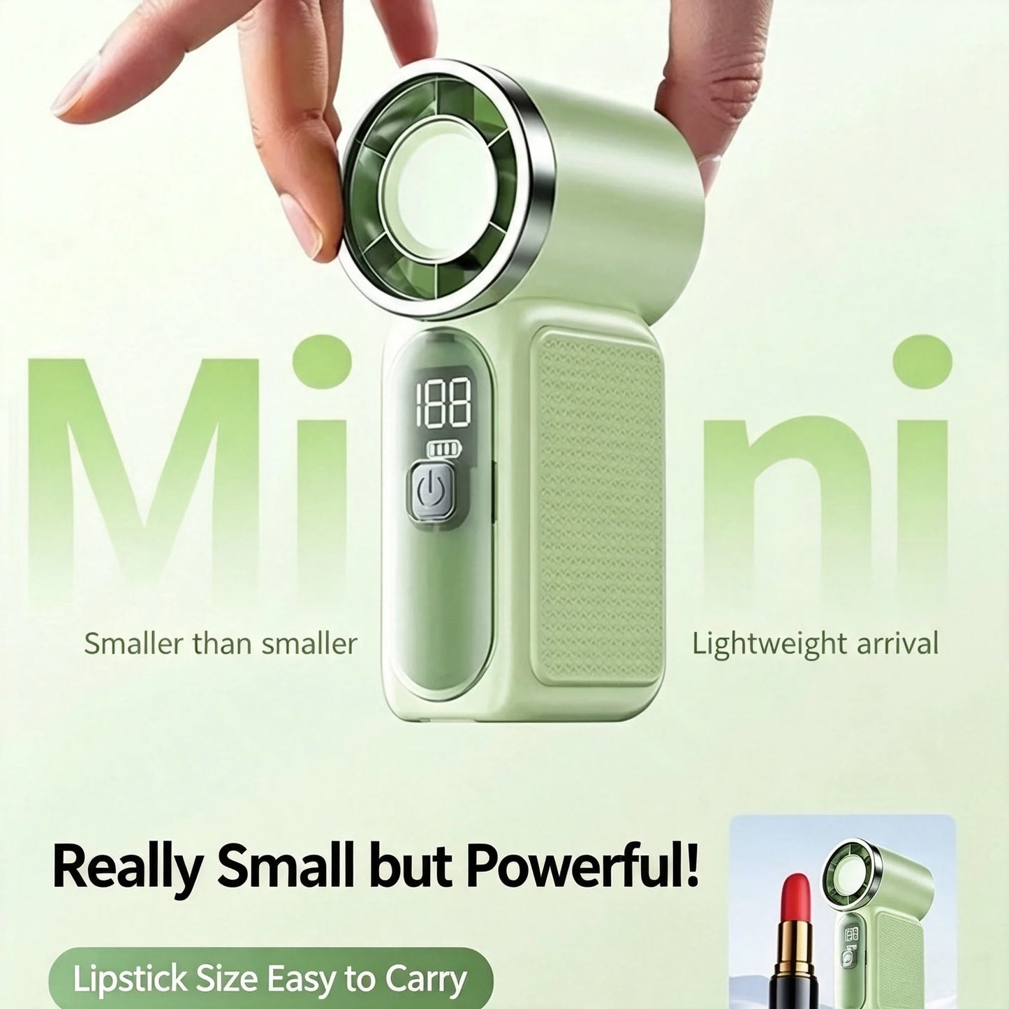Mini Handheld Turbo Fan 100-Speed USB Rechargeable with LED Display