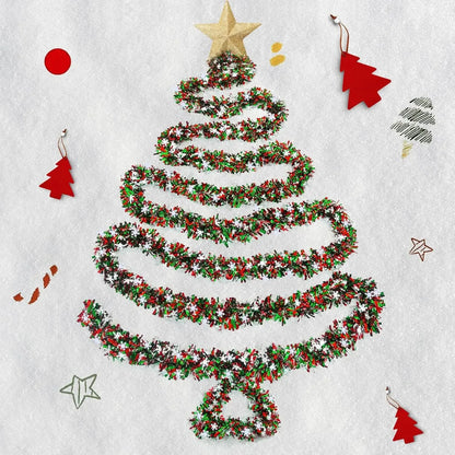 Christmas Tinsel Garland with Snowflakes & Tree Cutouts – 2M