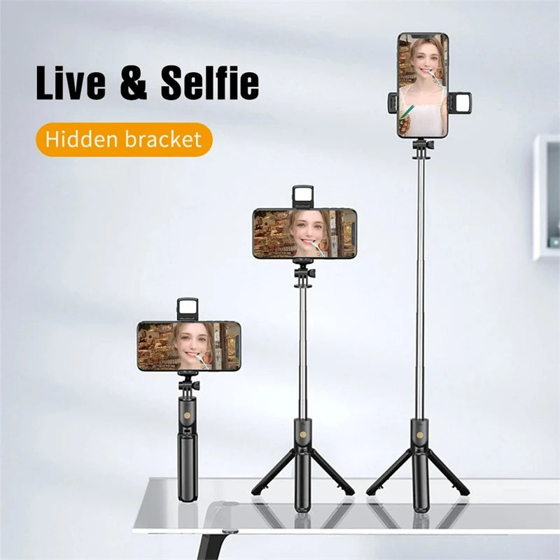 Mini Selfie Stick Tripod with LED Fill Light & Bluetooth Remote
