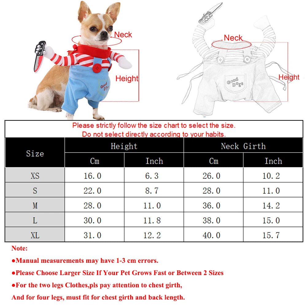 Funny Halloween Knife Holder Dog Costume for Small Medium Pets