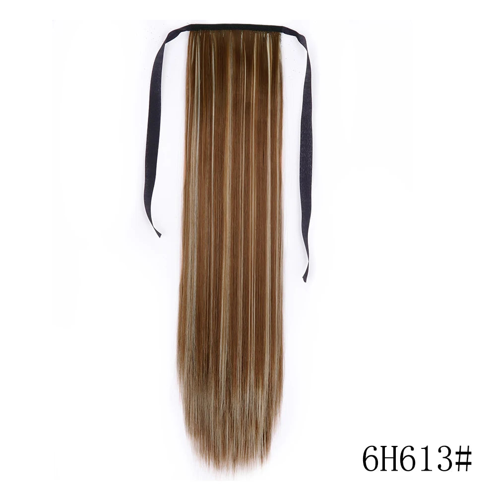 Wrap Around Ponytail Extension Synthetic Straight Hair 22-34 Inch