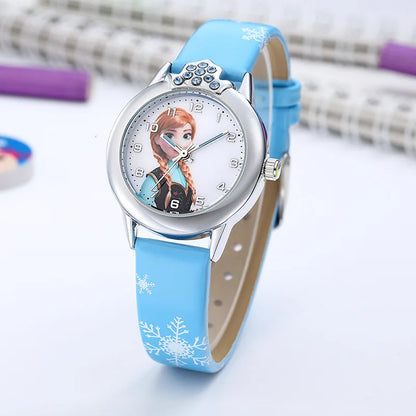 Frozen Elsa Kids Watch – Girls Cartoon Leather Strap Wristwatch