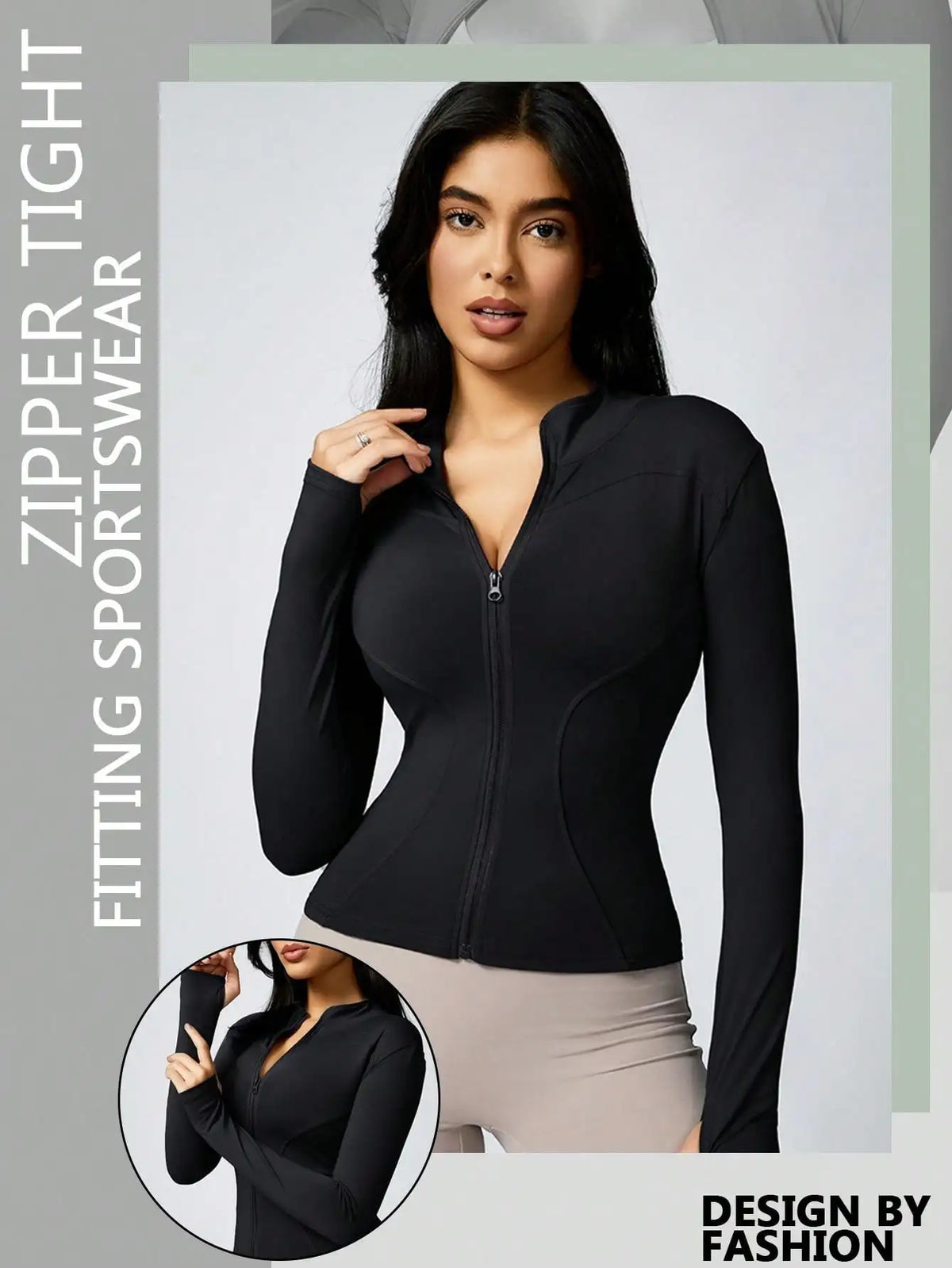 Women's Zip-Up Turtleneck Sports Jacket – Slim-Fit Activewear Top