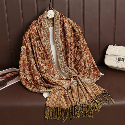 Paisley Print Cashmere Pashmina Shawl for Women – Warm Winter Wrap