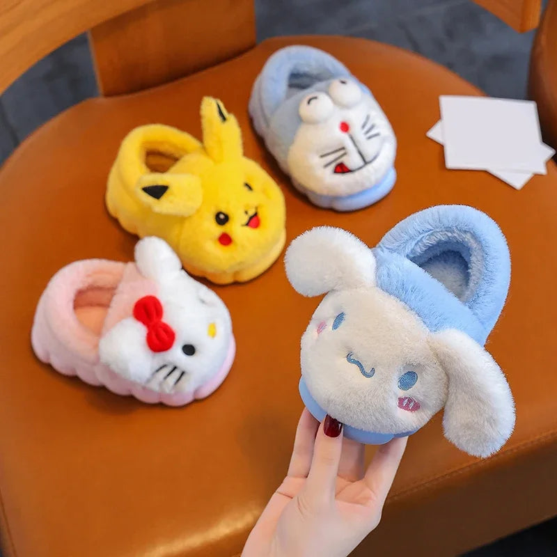 Pikachu Kids Plush Slippers – Soft Sole Non-Slip Warm