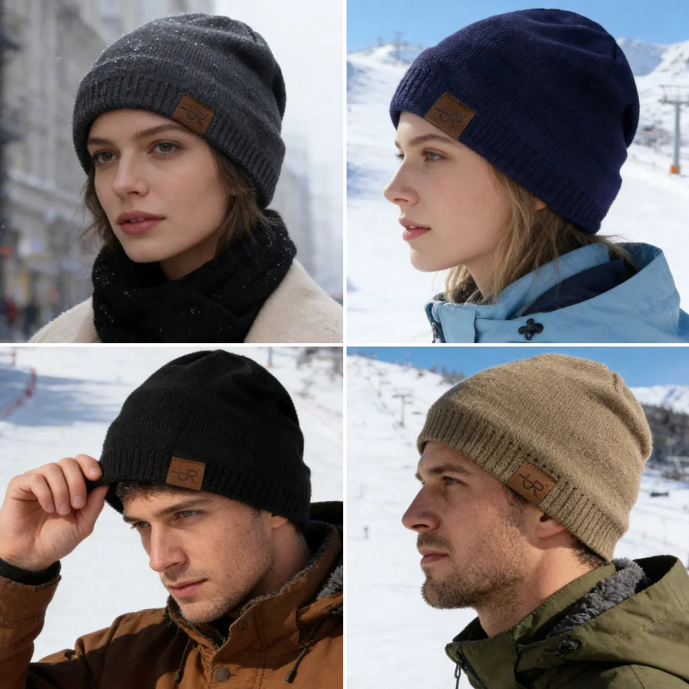 Fur Lined Knit Beanie – Unisex Warm Winter Hat