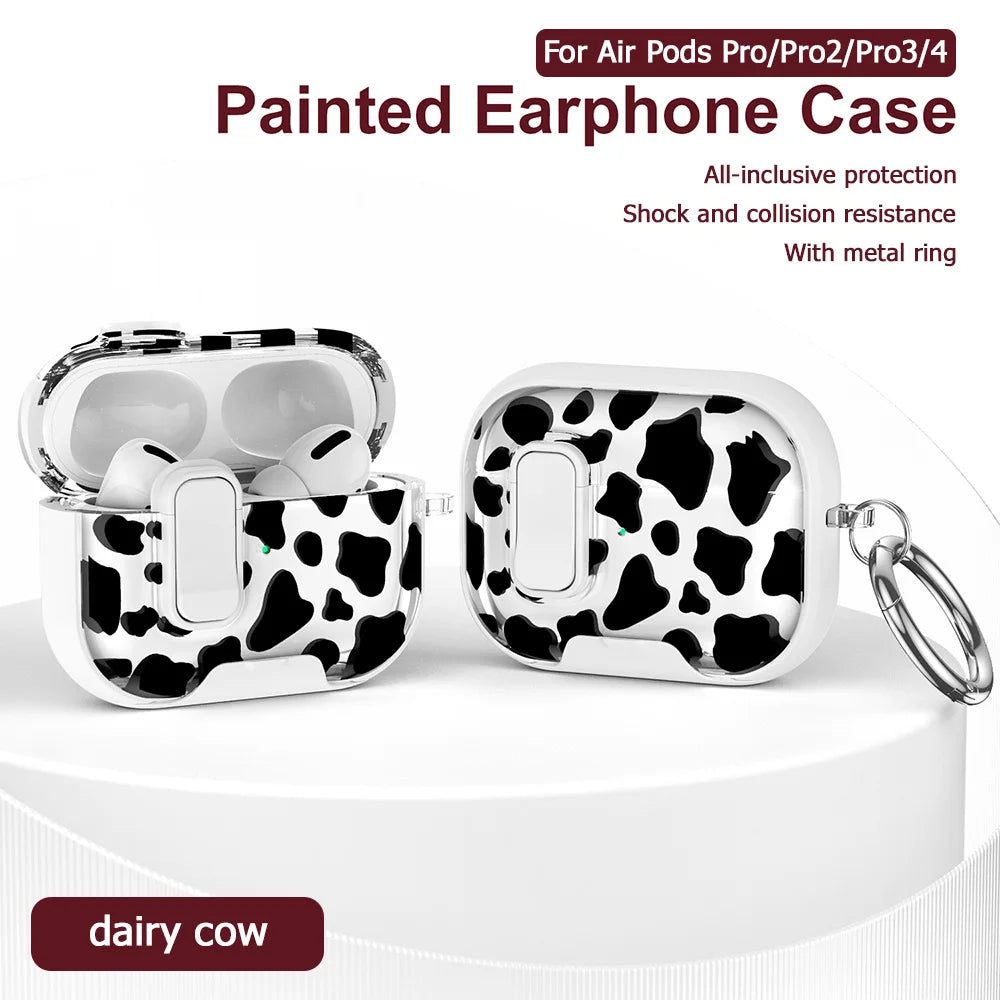 AirPods Pro Case Leopard Print with Metal Ring – Fits Pro / Pro 2 / Pro 3 / AirPods 4