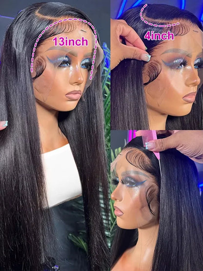 Bone Straight HD Lace Front Wig – 13x4, 13x6, 5x5, 360, 220% Density, 18–46 Inch