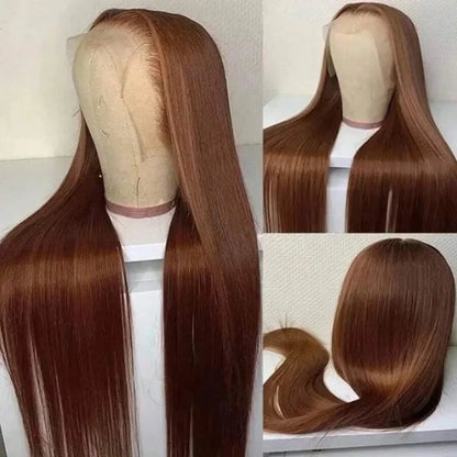 Chocolate Brown Bone Straight Lace Front Wig – Human Hair