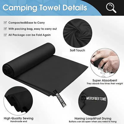 Microfiber Sports Towel Set – Quick Dry, Ultra Soft for Gym, Beach, Yoga & Travel