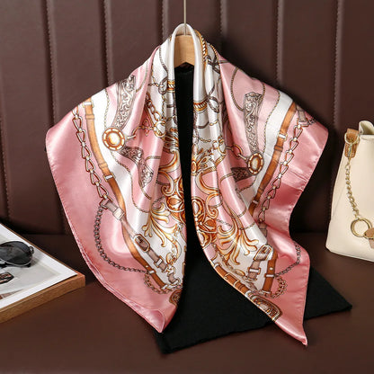 Large Silk Square Scarf for Women – 90x90cm Satin Head Wrap & Hijab Shawl