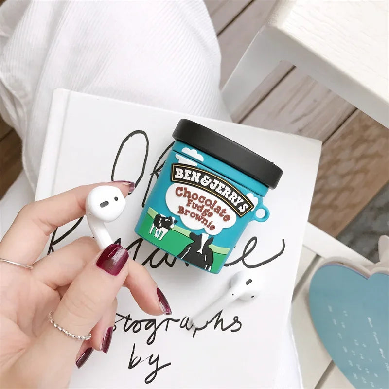 Cute Cartoon Snack AirPods Case – Fun 3D Silicone Protective Cover