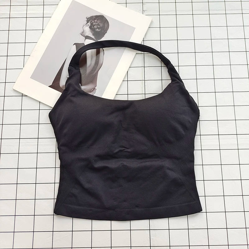 Women's Padded Halter Neck Backless Sports Top