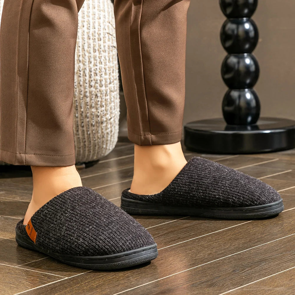 Men's Winter Slippers Memory Foam Anti-Slip Warm House Shoes