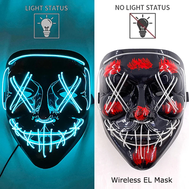 LED Purge Mask – Neon Glow Halloween Cosplay Mask