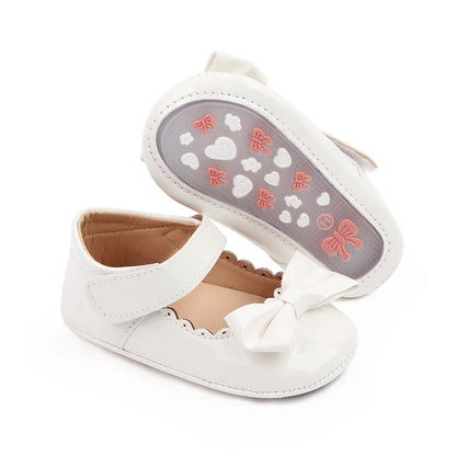 Baby Girl Mary Jane Shoes – Soft Sole Bowknot PU Leather Flats