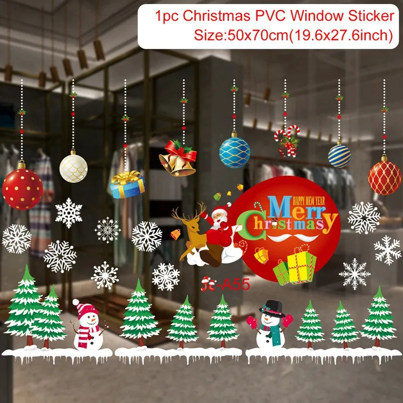 Christmas Window Wall Stickers – Festive PVC Decals