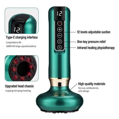 Electric Vacuum Cupping Massager with Heat & Scraping