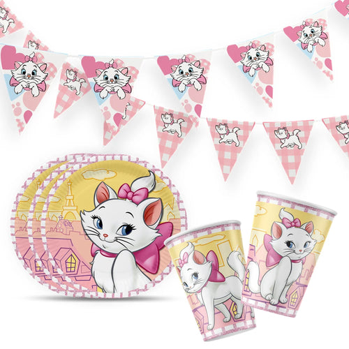 Marie Cat Party Supplies – Disposable Tableware Set, 10 Pcs