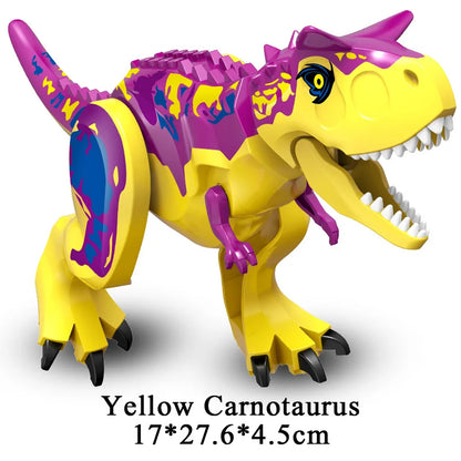 Jurassic Dinosaur Building Blocks Figures – T-Rex Raptor Triceratops MOC Models