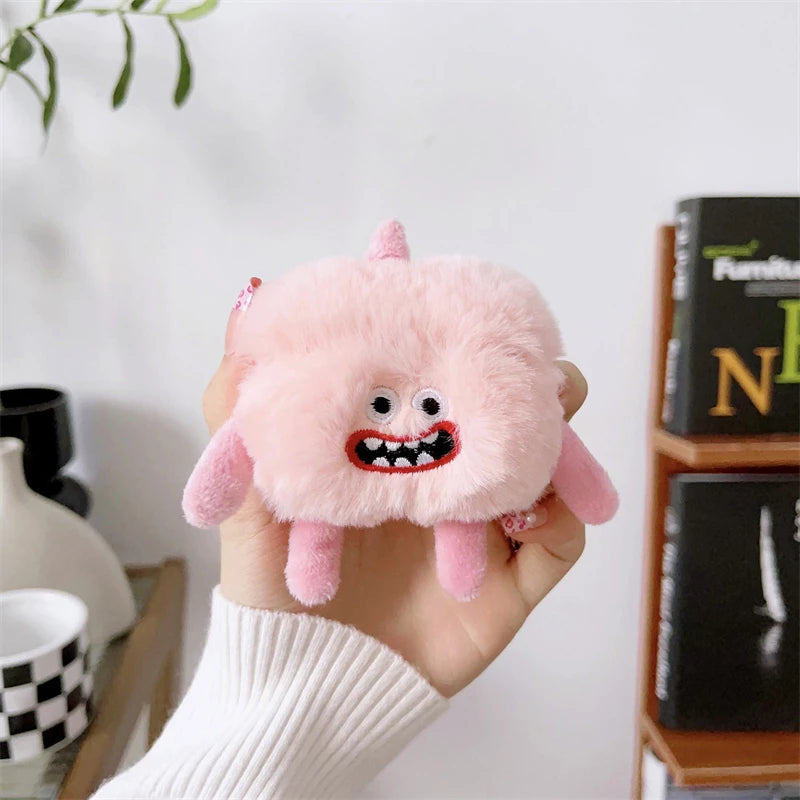 Cute Plush Monster AirPods Case – Fluffy Cartoon Cover