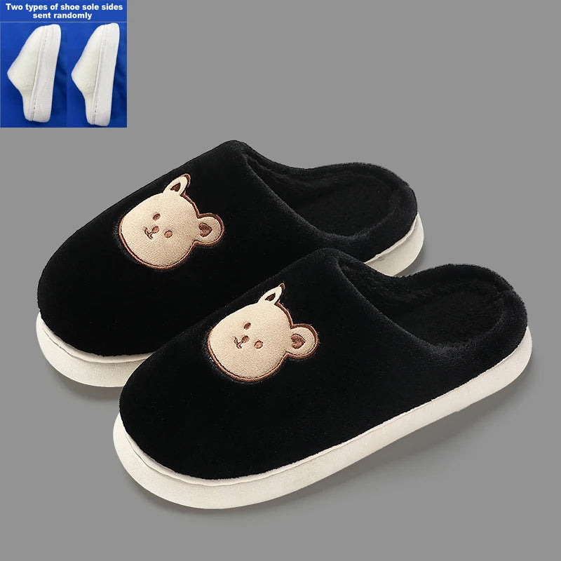 Cute Bear Plush Slippers for Women & Men