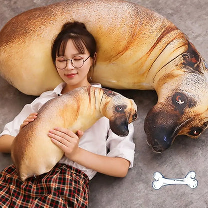 3D Dog Plush Throw Pillow – Lifelike Animal Cushion