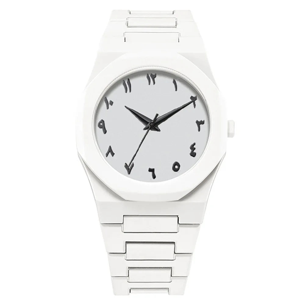 Men's Quartz Watch – Arabic Numeral Dial Steel Band