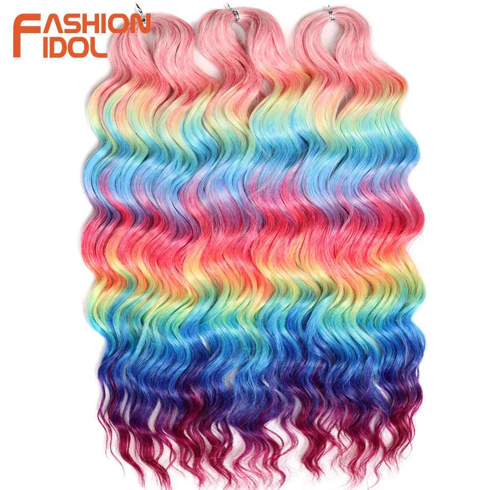 Deep Wave Braiding Hair Extensions 24 Inch – Synthetic Water Wave Crochet Hair