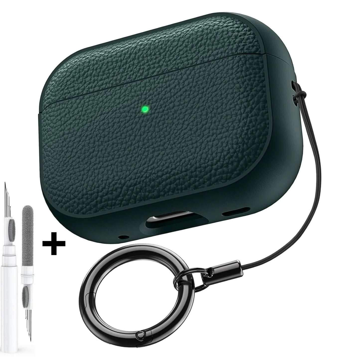 AirPods Case Leather Pattern TPU Cover with Keychain