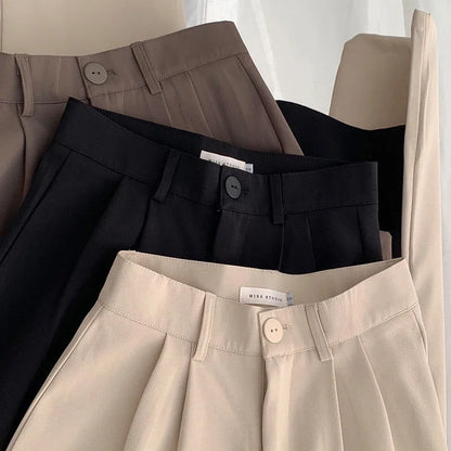 High Waist Straight Pants for Women – Loose Fit Office Trousers
