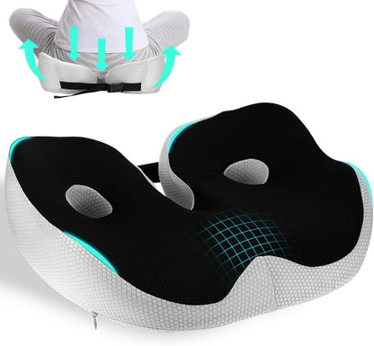 Memory Foam Orthopedic Coccyx Seat Cushion for Office & Car