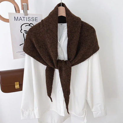 Women's Knitted Triangular Scarf – Oversized Wool Wrap Headscarf