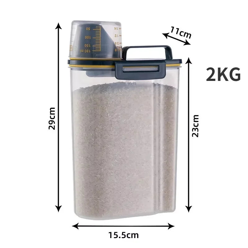 Airtight Pet Food Storage Container with Measuring Cup – 1.5KG & 2KG