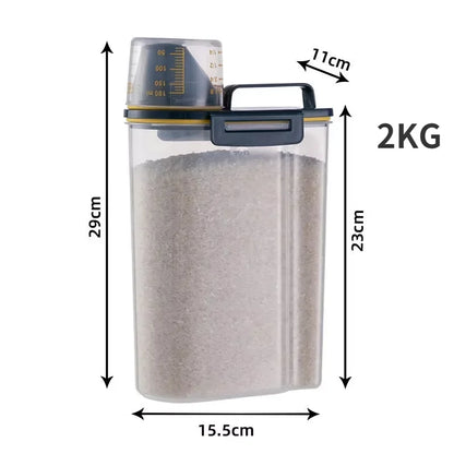 Airtight Pet Food Storage Container with Measuring Cup – 1.5KG & 2KG
