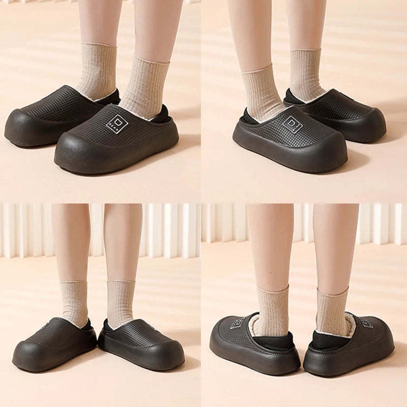 Waterproof Plush Slippers – Non-Slip Indoor & Outdoor, Men & Women
