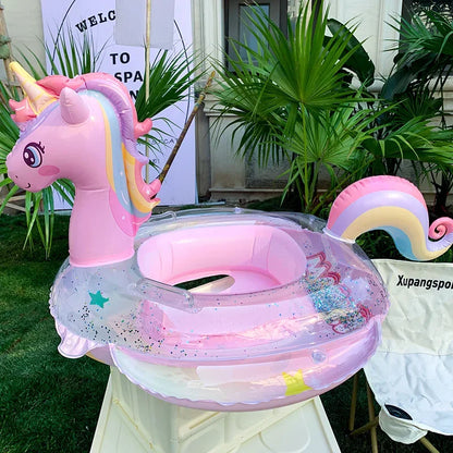 Unicorn Baby Swim Ring Inflatable Pool Float with Sequins