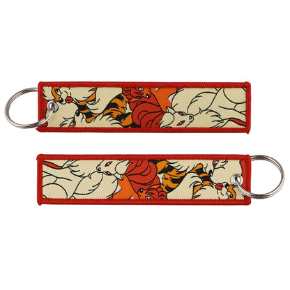 Anime Embroidered Keychain - Cute Cartoon Jet Tag Key Ring