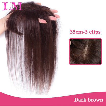 Clip-In Hair Topper with Bangs – Invisible Seamless Crown Coverage