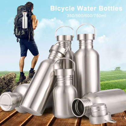 Stainless Steel Sports Water Bottle – Bamboo or Steel Lid