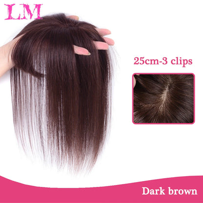 Clip-In Hair Topper with Bangs – Invisible Seamless Crown Coverage