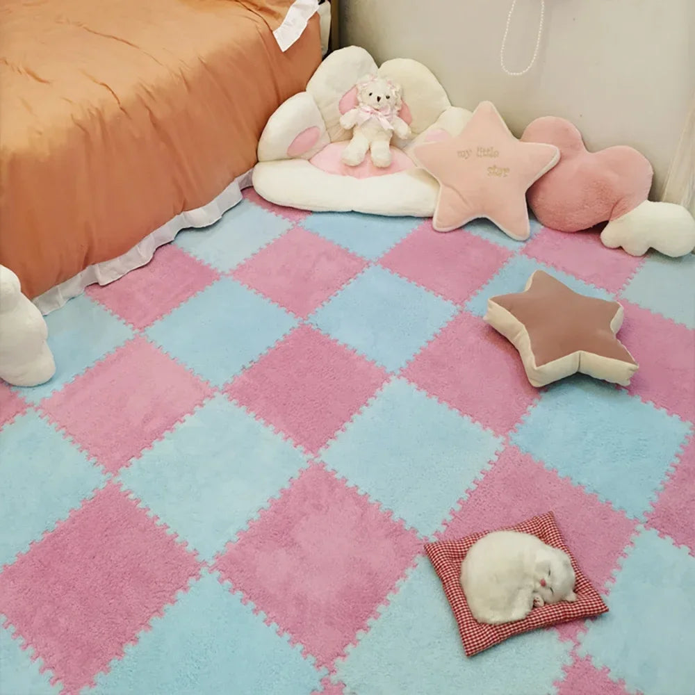 Interlocking Foam Puzzle Play Mat Tiles – Soft Plush Carpet for Kids & Baby