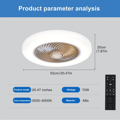Smart Ceiling Fan with Light & Remote Control – Invisible Blades