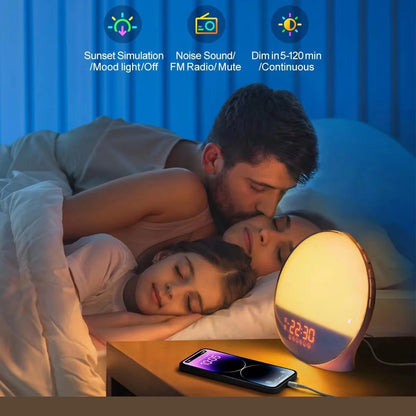 Sunrise Wake-Up Light Alarm Clock with FM Radio & 7 Colors