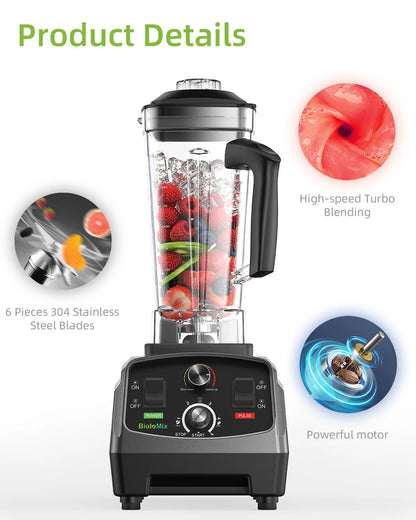 BioloMix 2200W Professional Heavy Duty Blender – Commercial Grade Smoothie & Food Processor