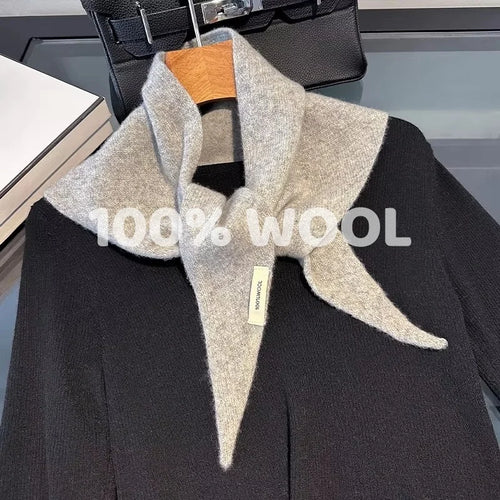 100% Wool Knitted Scarf for Women – Soft Solid Color Winter Shawl