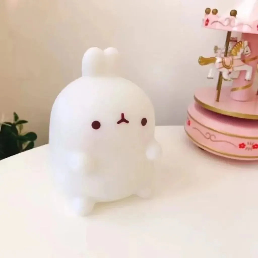 Cute Rabbit Night Light – LED Silicone Bedside Lamp, Cordless
