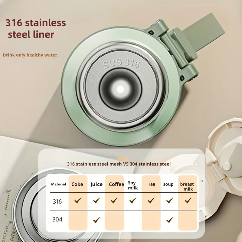 316 Stainless Steel Vacuum Flask with Cup & Tea Compartment | 20.3oz